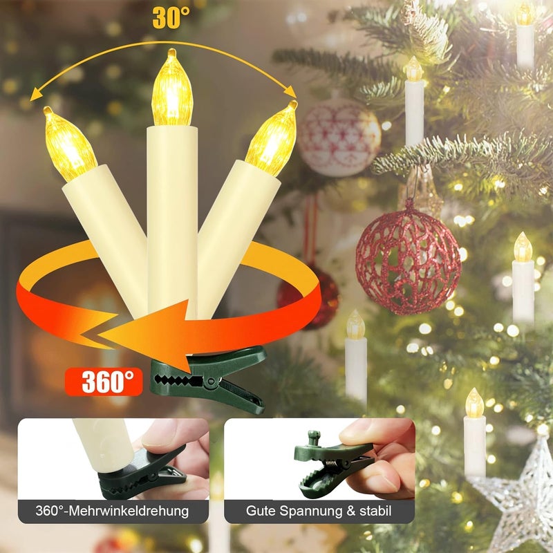Sunjas Store 40PCS LED Flameless Candles Battery Operated Christmas Tree Candles with Remote, Button Cell Battery, Timer, Dimmer Battery Candle Flickering Warm Light Window Candle Christmas Home Decor - Image 3